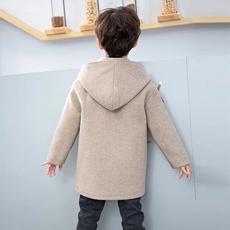 Winter Woolen Jacket For Boy, Fashion, Handsome Mid-Length Coat, Keep Warm Casual Children's Clothes
