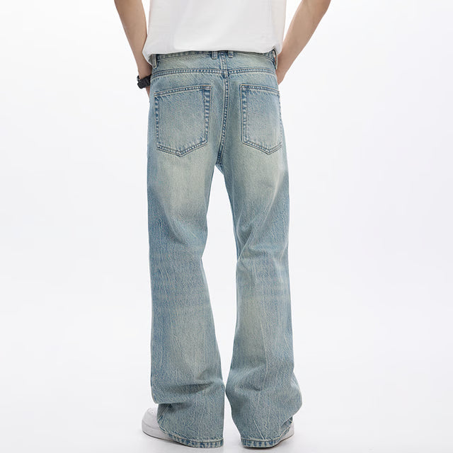 Light Blue Streetwear Loose Fit Bootcut Jeans Spring Jeans For Men Flared Pants Mens Trousers Quality Comfort Style
