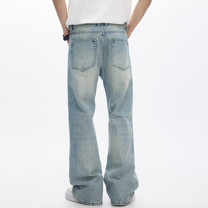 Light Blue Streetwear Loose Fit Bootcut Jeans Spring Jeans For Men Flared Pants Mens Trousers Quality Comfort Style