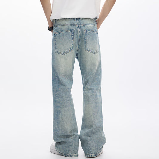 Light Blue Streetwear Loose Fit Bootcut Jeans Spring Jeans For Men Flared Pants Mens Trousers Quality Comfort Style
