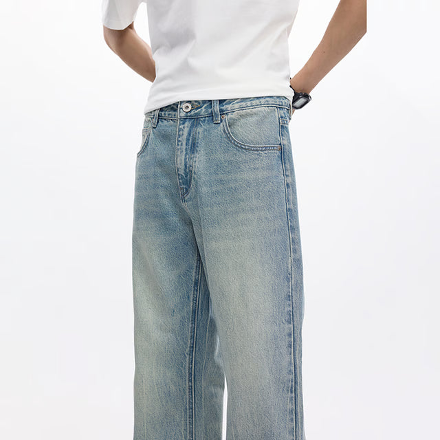 Light Blue Streetwear Loose Fit Bootcut Jeans Spring Jeans For Men Flared Pants Mens Trousers Quality Comfort Style