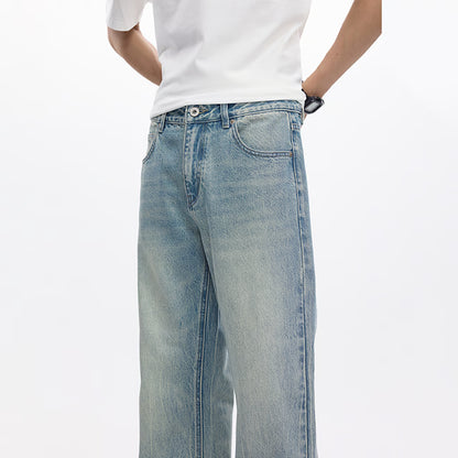 Light Blue Streetwear Loose Fit Bootcut Jeans Spring Jeans For Men Flared Pants Mens Trousers Quality Comfort Style