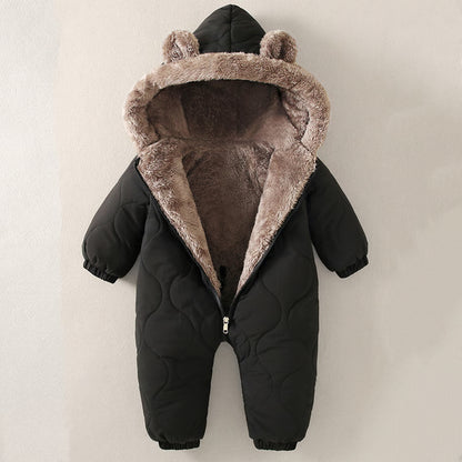 Newborn Baby Girl Clothes, Baby Boy Jumpsuit: Winter Snowsuit with Plus Velvet, Thick 0-3 Years Romper Overalls Toddler