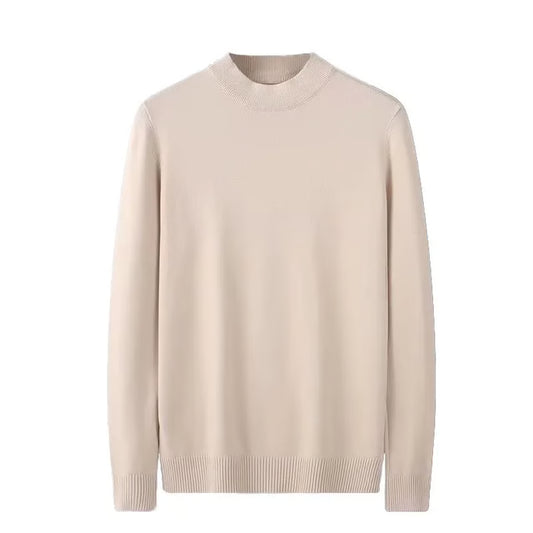Men's Sweater, Half Polo Turtle Neck, Loose Fit Knit Top, Autumn Winter Base Layer