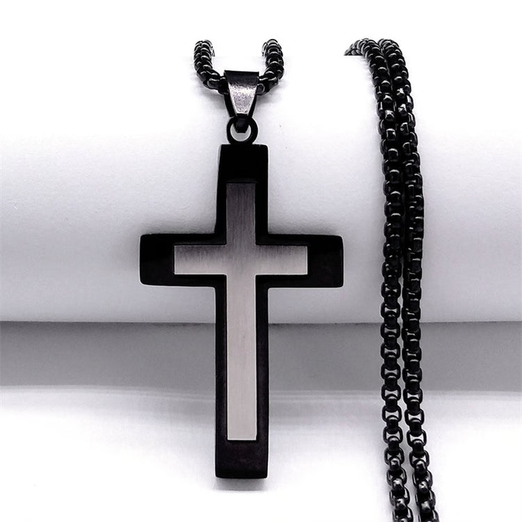 Stainless Steel Cross Pendant Necklace For Men Women Chain Religious Jewelry Accessories