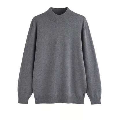 Men's Sweater, Half Polo Turtle Neck, Loose Fit Knit Top, Autumn Winter Base Layer