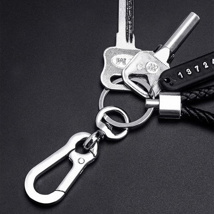 Trendy DIY Mobile Phone Number Plate Keychain for Men Punk Woven Leather Rope Car Accessories
