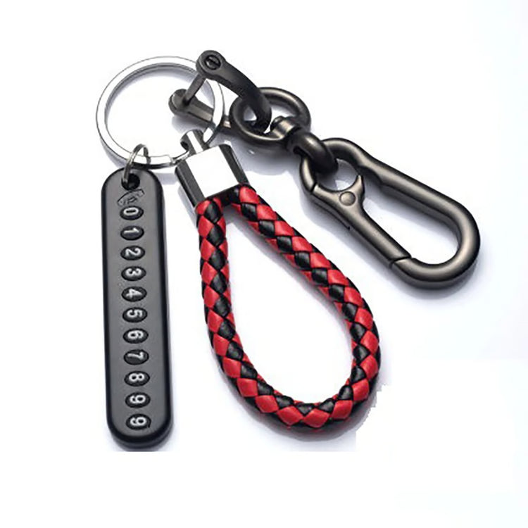 Trendy DIY Mobile Phone Number Plate Keychain for Men Punk Woven Leather Rope Car Accessories