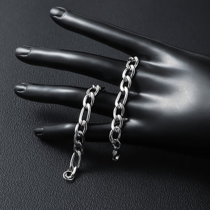 Simple Silver Color Stainless Steel Figaro Chain Bracelet for Men Women NK Chain Hip Hop Jewelry Party Accessories