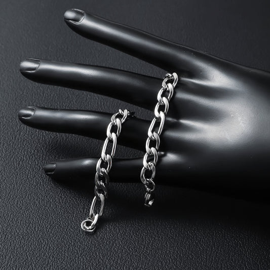 Simple Silver Color Stainless Steel Figaro Chain Bracelet for Men Women NK Chain Hip Hop Jewelry Party Accessories