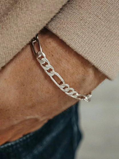 Simple Silver Color Stainless Steel Figaro Chain Bracelet for Men Women NK Chain Hip Hop Jewelry Party Accessories