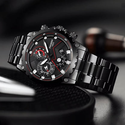 Waterproof Men's Watch Classic Stainless Steel Quartz Luminous Luxury Wristwatch for Business and Casual Wear