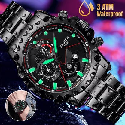 Waterproof Men's Watch Classic Stainless Steel Quartz Luminous Luxury Wristwatch for Business and Casual Wear