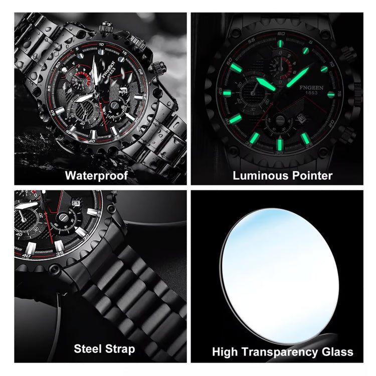 Waterproof Men's Watch Classic Stainless Steel Quartz Luminous Luxury Wristwatch for Business and Casual Wear