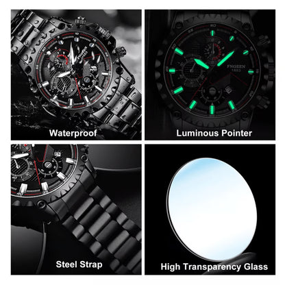 Waterproof Men's Watch Classic Stainless Steel Quartz Luminous Luxury Wristwatch for Business and Casual Wear